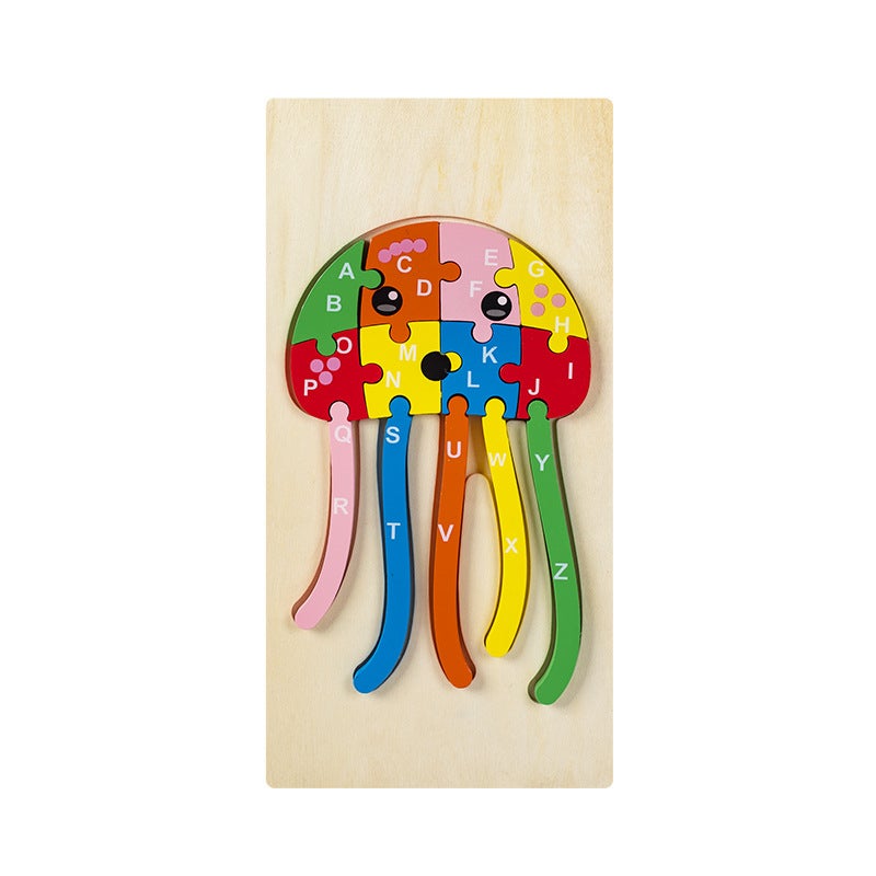 Wooden Jigsaw Puzzle Toys Children'S Early Education Alphabet Cognitive Puzzle Three-Dimensional Buckle Puzzle Building Blocks Educational Toys - Image 1